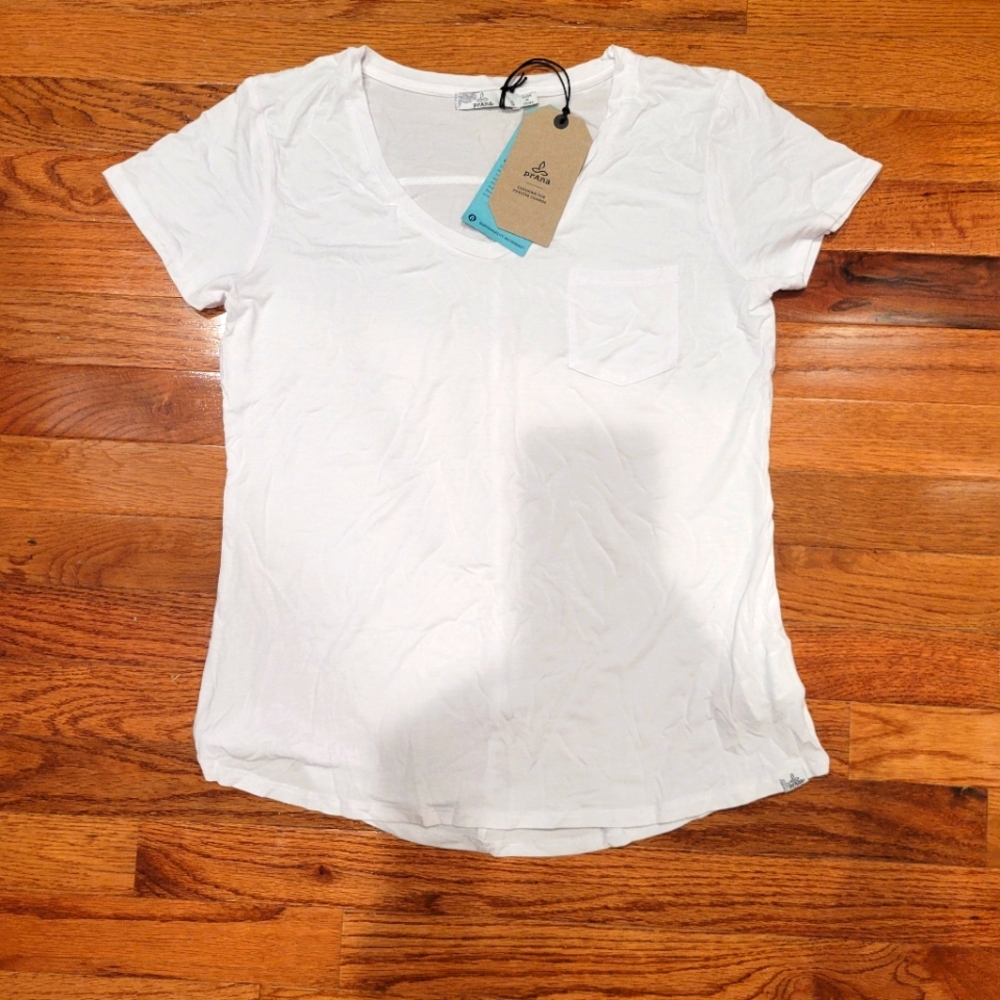 Prana White Short Sleeve Foundation Tee Small